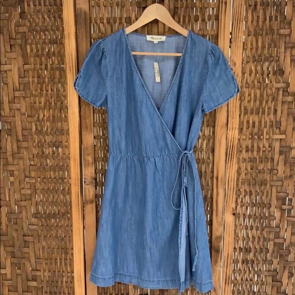 NWT Madewell Denim Wrap Spring Dress Small - Picture 1 of 11